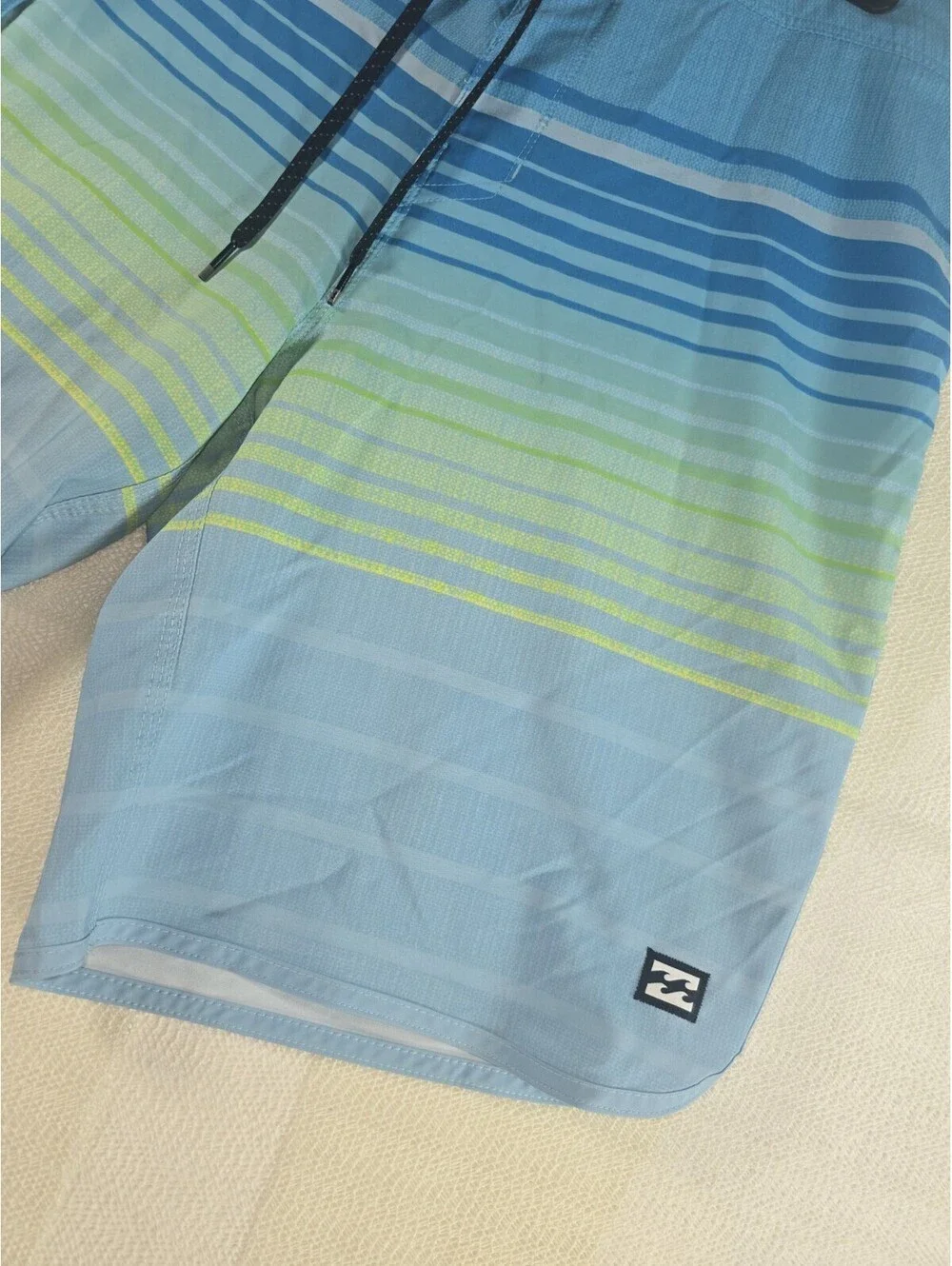 Billabong 73 Pro Recycler Board Shorts Mens 33 Blue Lime Stripe Stretch Swim